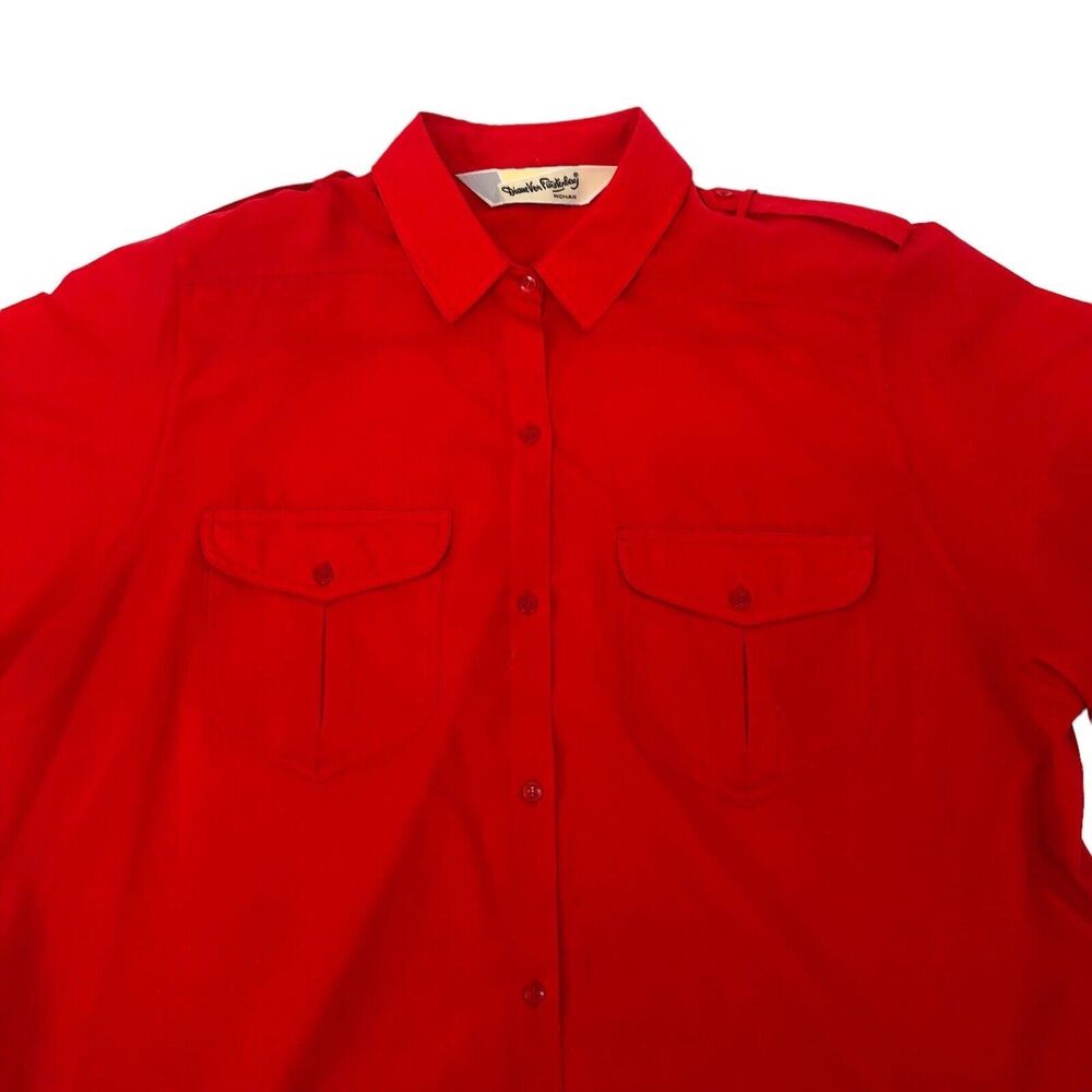 Diane Von Furstenberg DVF Size 18 Red Button Front Utility Shirt Pockets Vintage